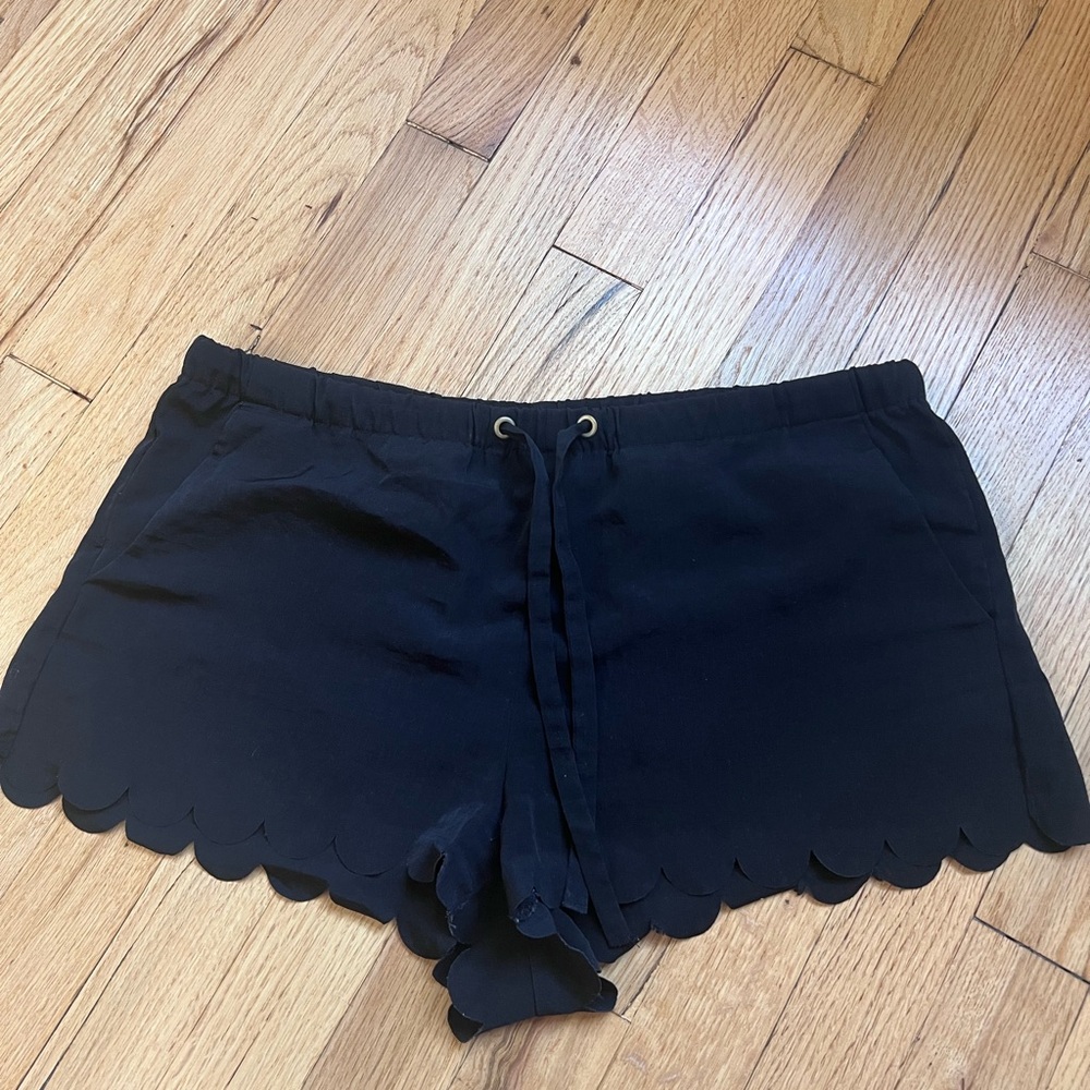 Black Scalloped Hem Micro Shorts